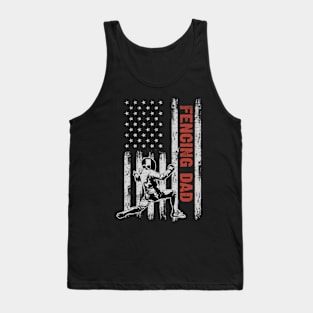 Fencing Dad American Flag Father's Day 4th Of July Gift Tank Top